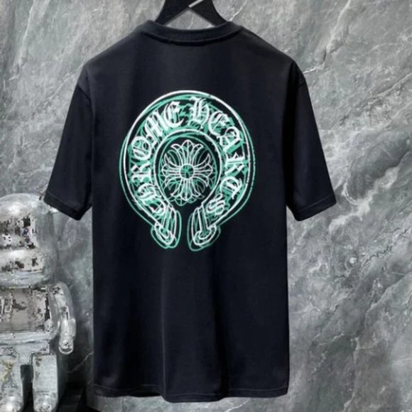 Black Chrome Hearts leather tag pocket short sleeve